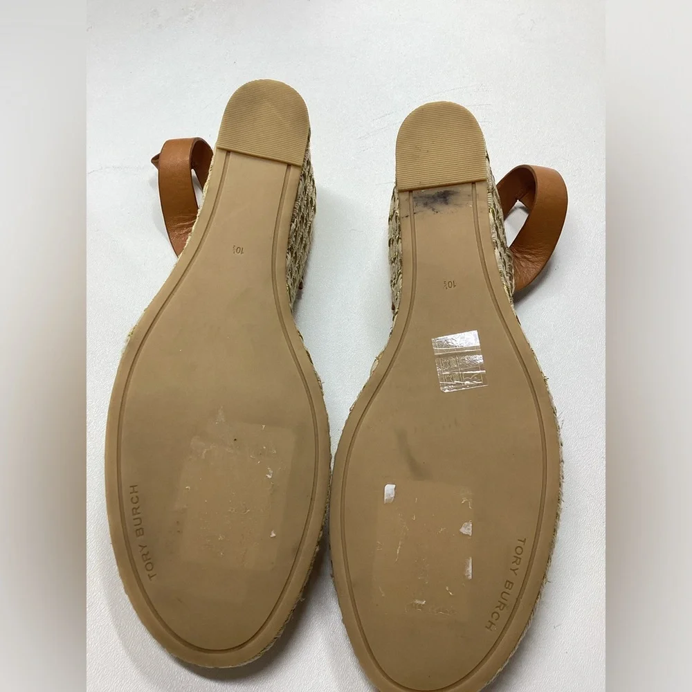 Tory Burch Beige Espadrille Wedge Sandals‎ Size 10.5